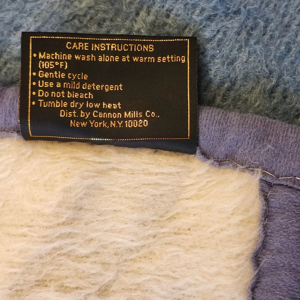 Vintage Ibena Blanket Blue Puppy Kitten Reversible Cottagecore Appx. 60x73